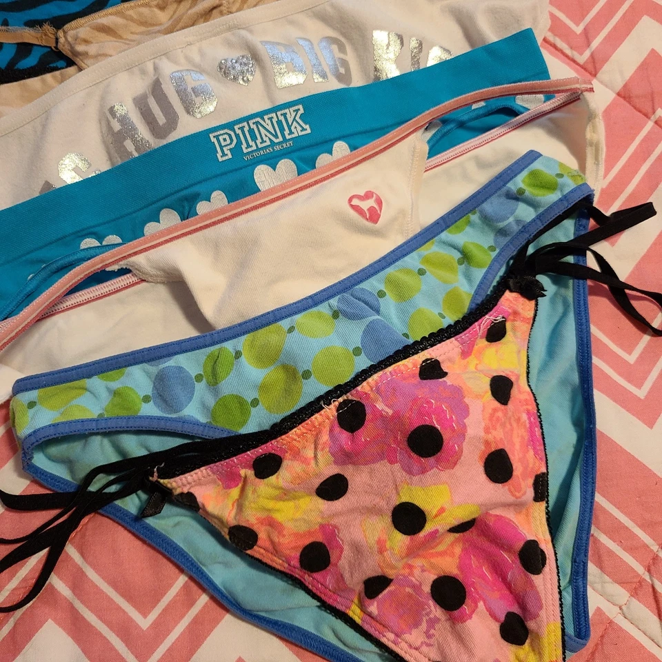 9 pares de bragas de algodón con gráficos vintage VS PINK raras - tallas Asst Foto 3 de 4