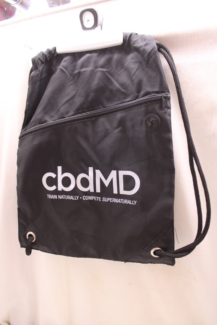 black drawstring backpack logo cbdMD heavy nylon … - image 1