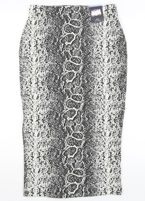 M&S Damen weiß Tiermotiv gerade & Bleistiftrock Größe 8