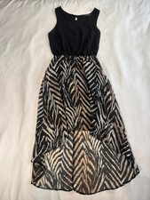 Atmosphere Size 8 Black Zebra High-Low Midi Dress Sleeveless Chiffon Grunge