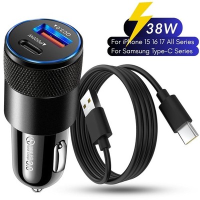 For Android Samsung Phone Adapter 38W Fast Charger Type C Charging Cable Cord