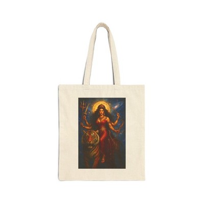 Divine Goddess Durga Hindu Cotton Canvas Tote Bag Eco-Friendly Shopping Tote