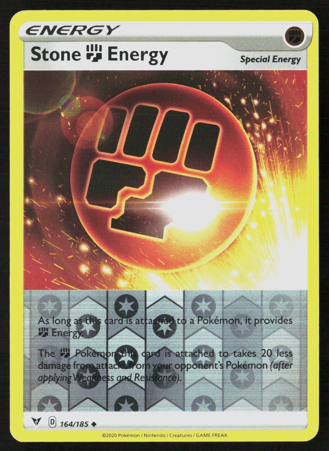 Stone Fighting Energy 164/185 Reverse Holo Uncommon Vivid Voltage Pokemon NM