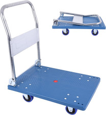 Heavy Duty 380Lbs Foldable Flatbed Cart with Swivel Wheels - Blue