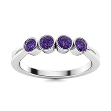 925 Silver Natural Amethyst Mother Full Eternity Promise Womens Gift Ring