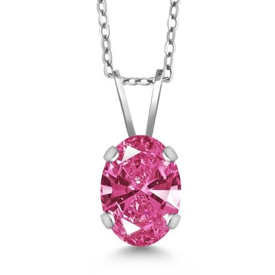 14K White Gold Pink Zirconia Pendant Necklace for Women | 0.76 Cttw | Gemstone