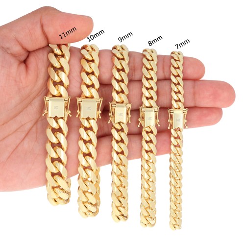 14K Yellow Gold Solid 2.7mm-11mm Miami Cuban Link Chain Necklace Bracelet 7"-30" - Picture 92 of 156