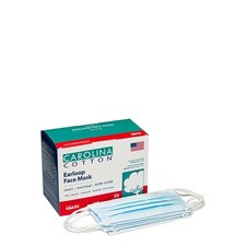 Carolina Cotton Earloop Face Masks BLUE Made In USA, 50ct | 400602