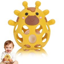 Venditer Baby Teething Rattle Toy Grasping Ball with Rattle, Yellow