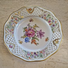 Schumann Dresden Arzberg Bavaria Floral 9" durchbohrte runde Schale Teller Netz