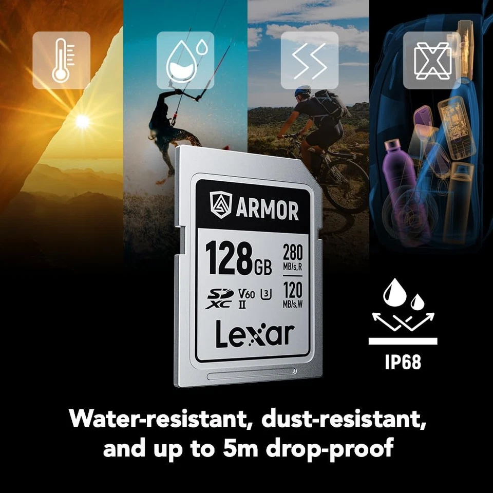 128GB Armor Silver PRO SDXC UHS-II V60 Memory Card 280MB/s for 6K UHD - Image 3 of 4