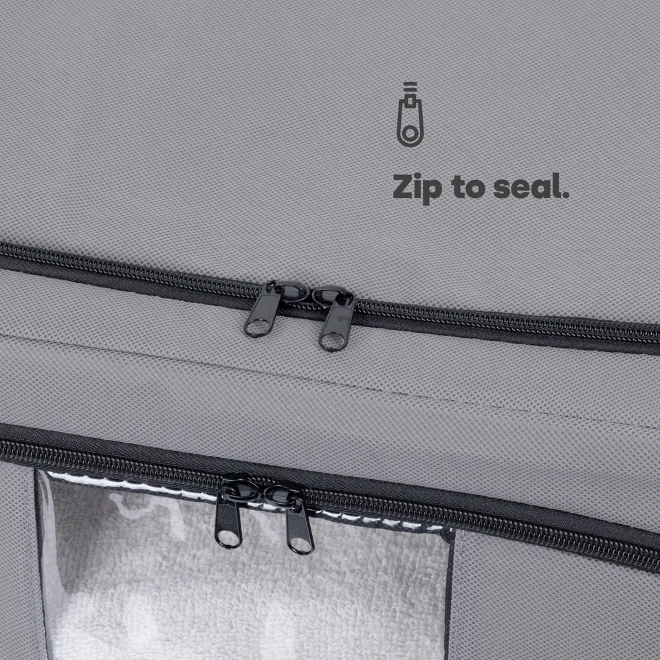 3PC Underbed Clothes Storage Bags Zipped Organizer Wardrobe Cube Closet Boxes - Image 3 of 4