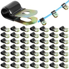 50 Pack Vinyl Coated Cable Clamps Galvanized Steel Cable Metal Wire Rubber