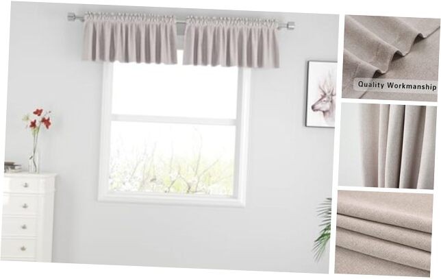 Beige Linen Textured Kitchen Sink Curtain 16 Inches Long