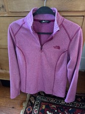 The North Face Women's Size S/P Pink Stripe Microfleece 1/4 Zip Pull Over