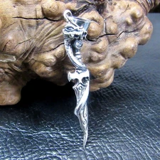 Solid 925 Sterling Silver 3D Baphomet Snake Intertwined Sword Satanic Pendant