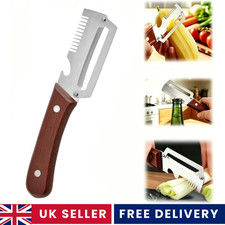 3-in-1 Stainless Steel Vegetable Peeler Shredder Slicer Wooden Handle 25cm Tool