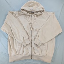 John Galt Brandy Melville Cream Cropped Zip Up Hoodie Fleece Lined S One Size