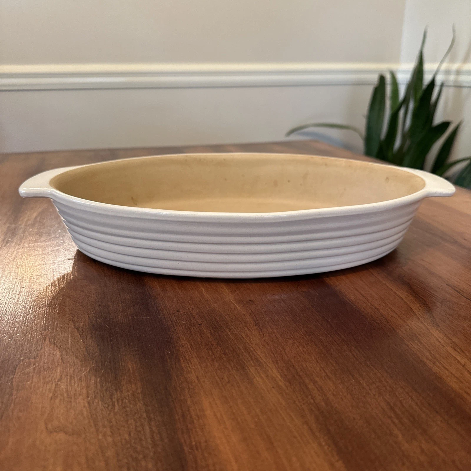 Pampered Chef Small Stoneware Oval Baker Casserole Dish 1316 Glazed Vanilla USA