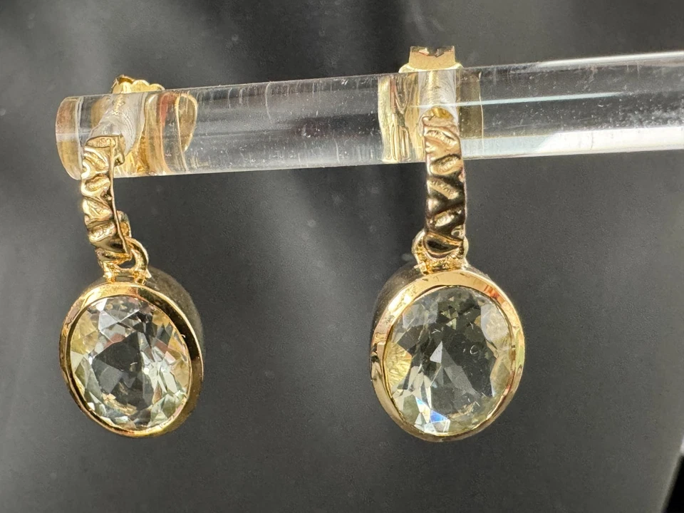 Prasiolith grüner Amethyst Bewegliche Ohrringe Ohrstecker 925 Silber  ArtNr F7 - Bild 3 von 4