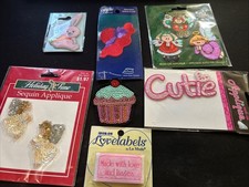 Lot 7 Iron-On Patches And Other Rhinestones Beads More New 4C