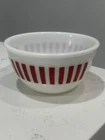 Hazel-Atlas Vintage Red Candy Stripe Milk Glass Bowl 5 3/4 Inch x 3 Inch