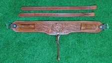 Western Tooled Padded Leather Rear Flank Back Saddle Cinch Size 38"x5" D-04