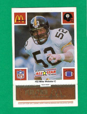 1986 McDonalds Football GOLD ALL-STAR Tab #52 Mike Webster Pittsburgh Steelers