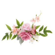 Pink Realistic Wedding Cake Flowers PU Satin Fabric Floral Decor