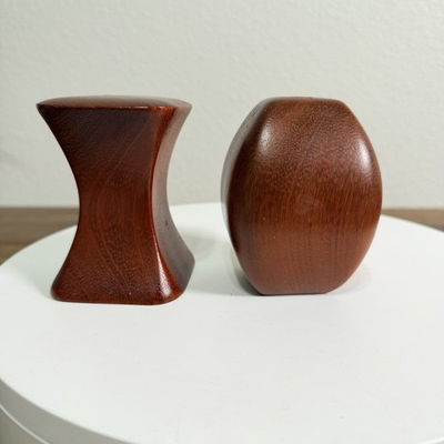 #ad Vintage Modern Atomic Handmade Wood Salt Pepper Shaker $22.00