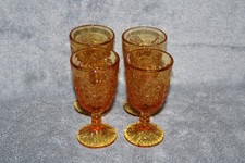 L G Wright DAISY & BUTTON  4 7/8" 1960'S Goblet Wine Glass Amber