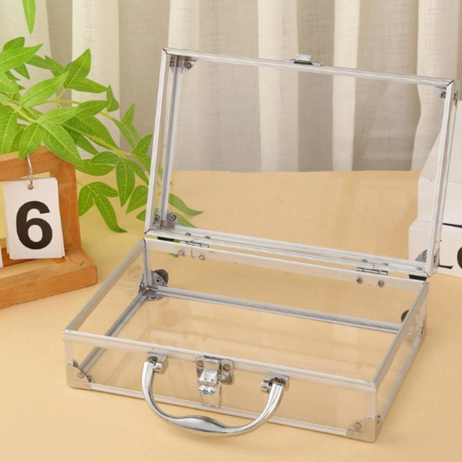Transparent Makeup Container Large Capacity Aluminum Makeup Suitcase for Outing