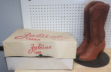 Rare Vintage Zodiac Brown Knee High Pull Up Boots 1970's W/ Original Box Sz. 8.5