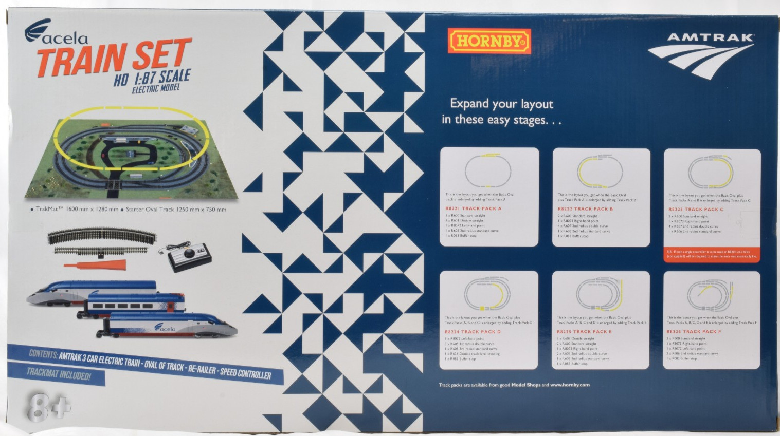 Hornby Amtrak Acela High Speed 1:87 HO Gauge Electric Model Train Set R1000T