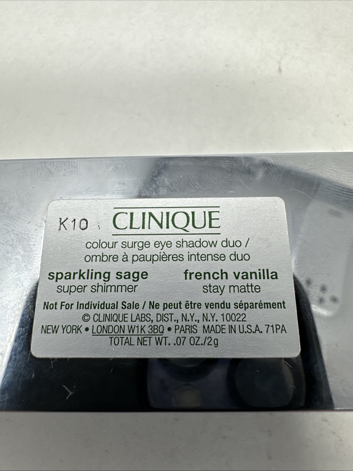 Clinique Colour Surge Eye Shadow Duo Sparkling Sage French Vanilla .07 ...