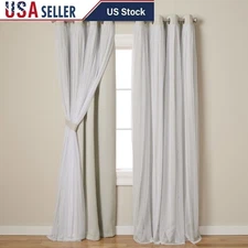 Talia Double Layer Blackout Grommet Curtains Indoor Sheer Room Darkening 2-Pack