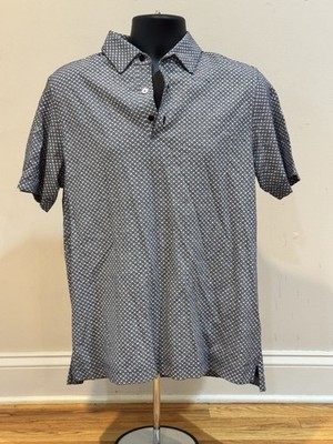 Marc O'Polo Men's Polo Shirt L Blue/White Geometric Short Sleeve Cotton 04651