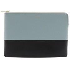 CELINE Clutch bag Pouch 100093HTM.08GB By color Light blue / black Calfski...
