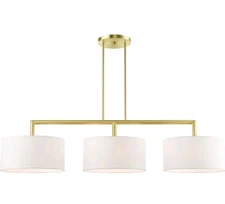 Livex Light Fixture 45493-12 Meridian 3 Light Linear Chandelier 51" Satin Brass