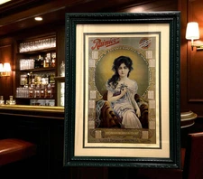 Vintage RAINIER BEER 1975 Repro 1910 Calendar Poster Framed 