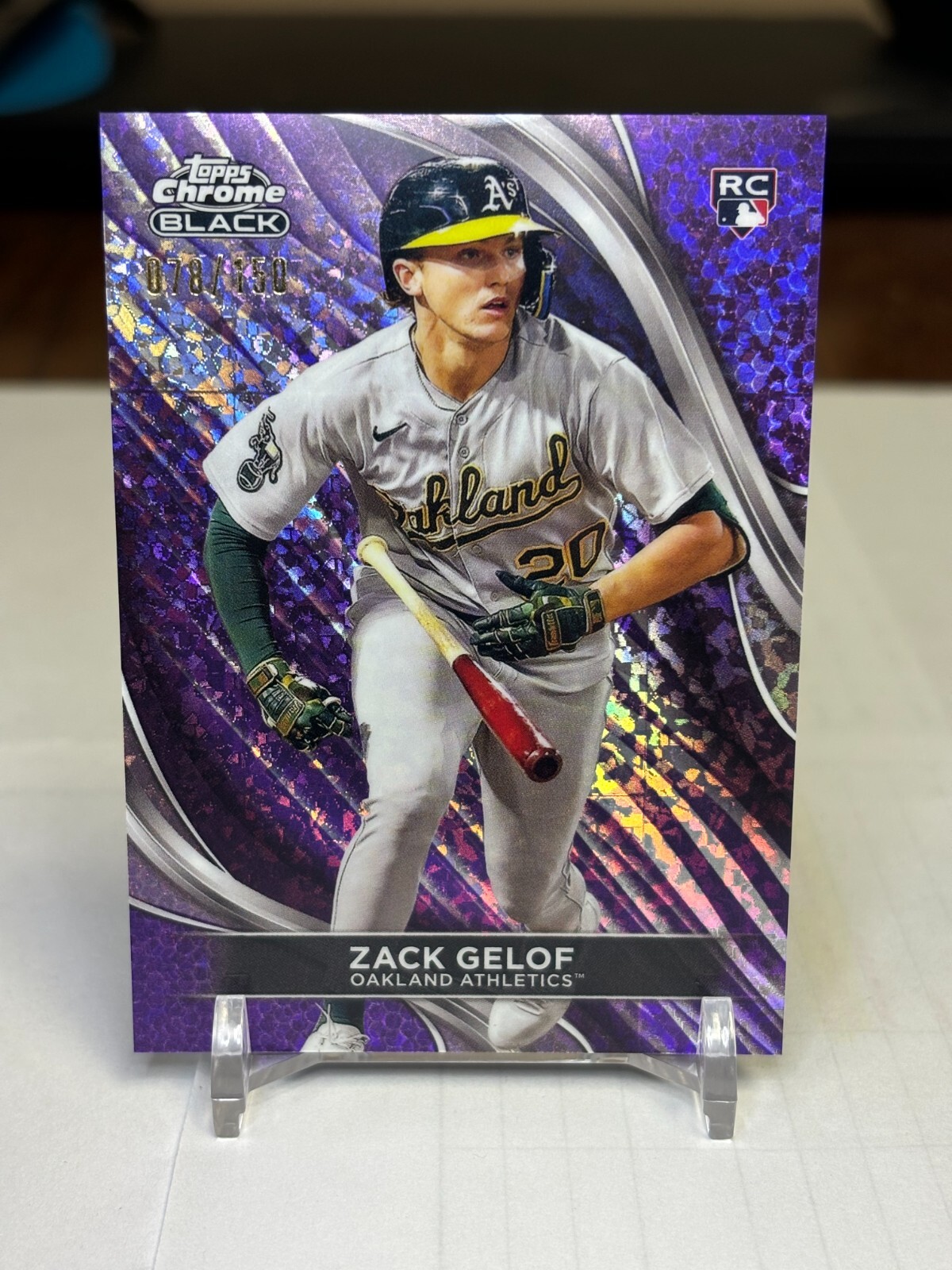 2024 Topps Chrome Black #40 Zack Gelof RC (Purple Mini Diamond) #078/150 Oakland