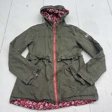 Michael Kors Green Floral Lined Full Zip Hooded Jacket Youth Girls Size 14