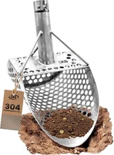 CKG Sand Scoop for Metal Detecting Sand Sifter for Beach Stainles Steel 304, 9x6