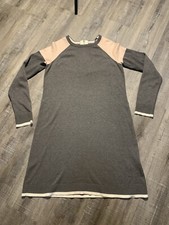 Eliza J Women Dress Gray Pink Sweater Shift Long Sleeve Size Large