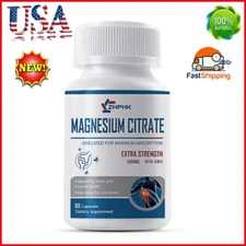 Magnesium Citrate Capsules High Potency For Muscle Health 1000mg Per Serving