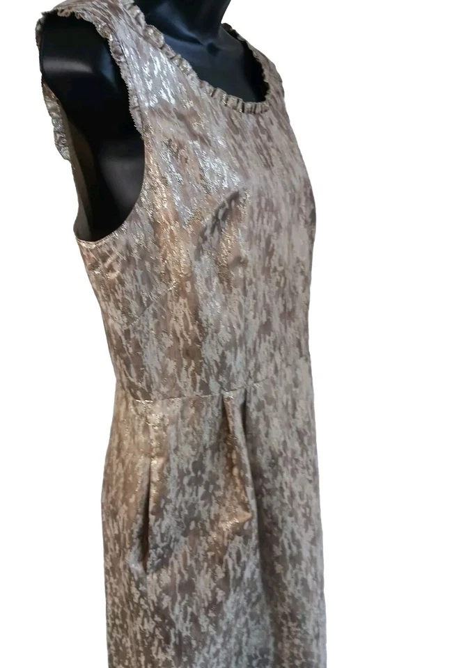 VESTIDO DANDY ALEX MARIE DORADO METLIC CON BOLSILLOS NUEVO CON ETIQUETAS TALLA 10 Foto 4 de 4