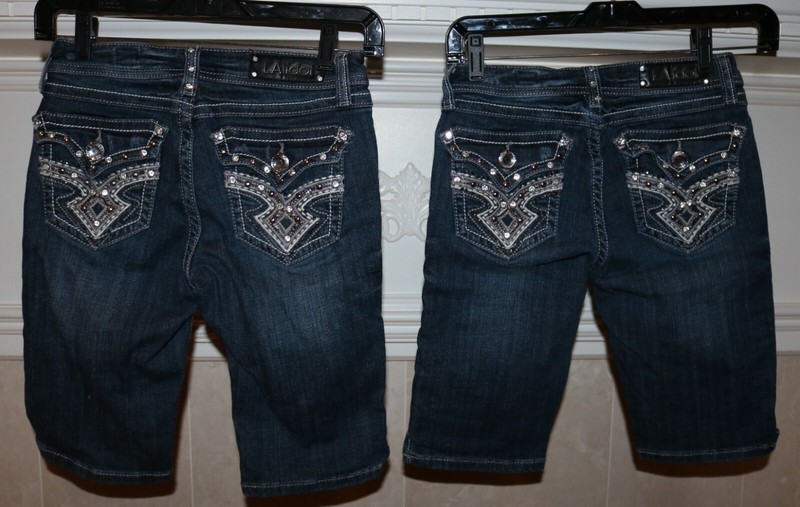 Set of 2 Youth Girl's L.A. Idol Denim Bling Embellished Bermuda Shorts - Size 12