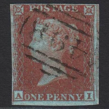 B5_06 GB QV 1841 1d PL 140 MISSING IMPRIMATUR SG8a AI VFU MANCHESTER 498 4M