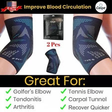 2 Pcs Elbow Brace Compression Support Sleeve Fit Arthritis Tendonitis Joint Pain