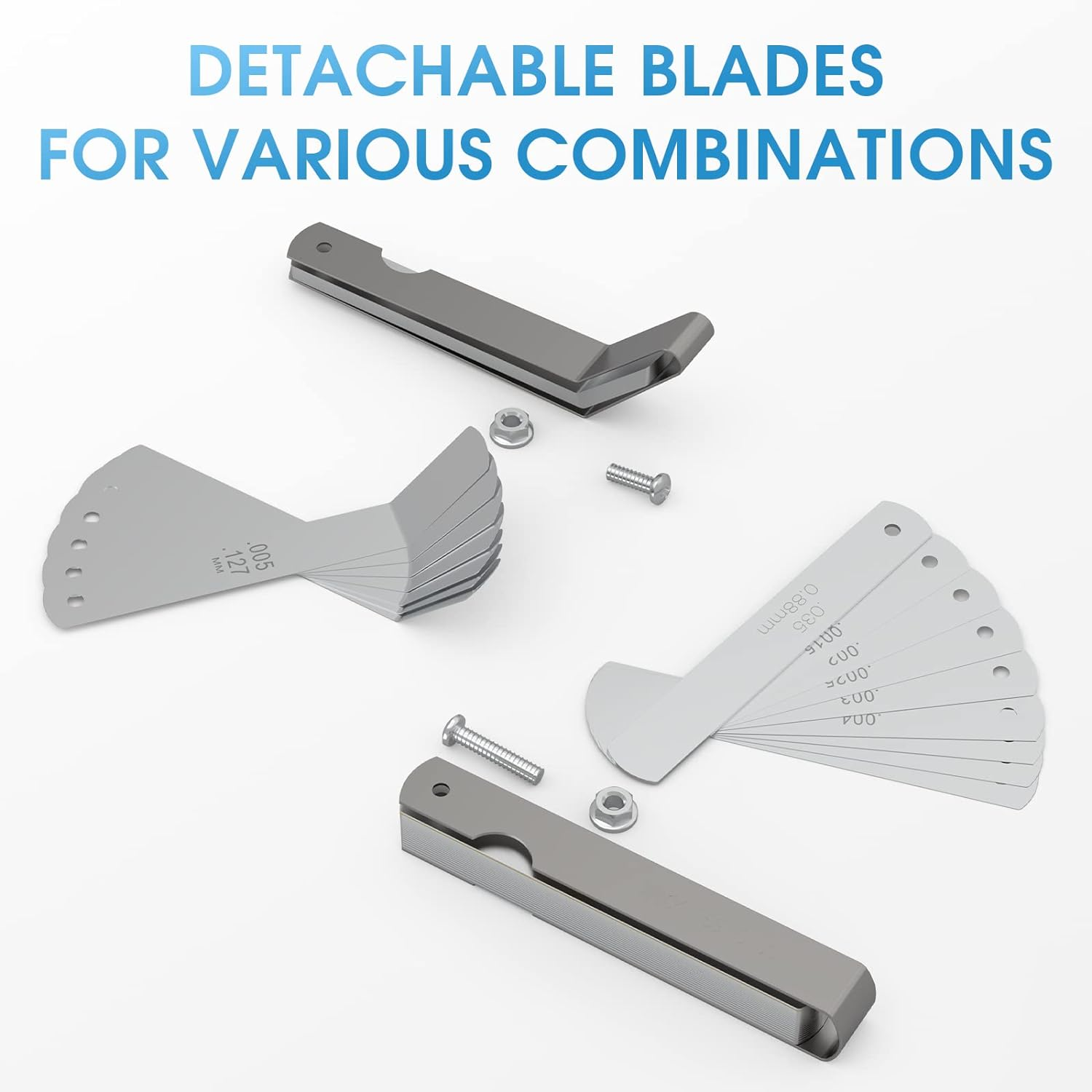 Thickness Gauges 32 Blades Feeler Gauge 0.00150.035"/16 Pieces Offset